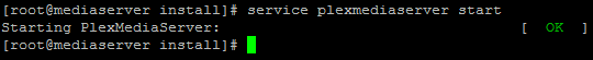 Plex Media Server started via command line in Cent OS